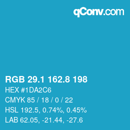 Farbcode: RGB 29.1 162.8 198 | qconv.com
