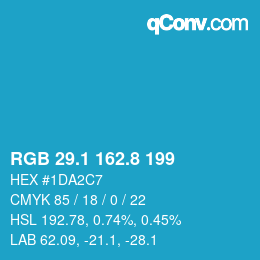 Color code: RGB 29.1 162.8 199 | qconv.com