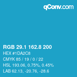 カラーコード: RGB 29.1 162.8 200 | qconv.com
