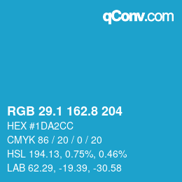 カラーコード: RGB 29.1 162.8 204 | qconv.com