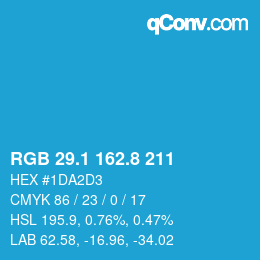 カラーコード: RGB 29.1 162.8 211 | qconv.com