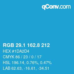 カラーコード: RGB 29.1 162.8 212 | qconv.com