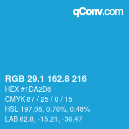 カラーコード: RGB 29.1 162.8 216 | qconv.com