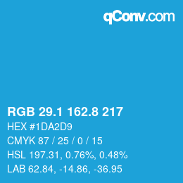 Farbcode: RGB 29.1 162.8 217 | qconv.com