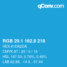 Color code: RGB 29.1 162.8 218 | qconv.com