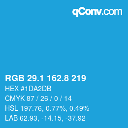 カラーコード: RGB 29.1 162.8 219 | qconv.com