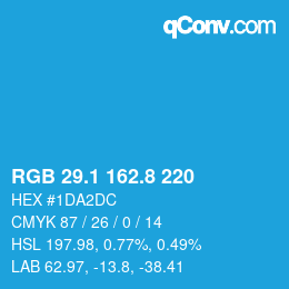 カラーコード: RGB 29.1 162.8 220 | qconv.com