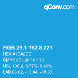 カラーコード: RGB 29.1 162.8 221 | qconv.com