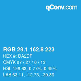 Color code: RGB 29.1 162.8 223 | qconv.com