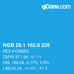 Color code: RGB 29.1 162.8 226 | qconv.com