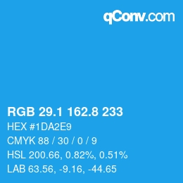Color code: RGB 29.1 162.8 233 | qconv.com