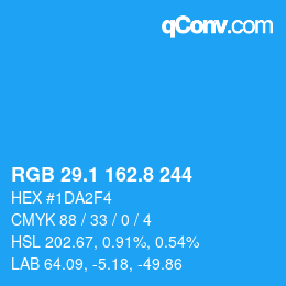 カラーコード: RGB 29.1 162.8 244 | qconv.com