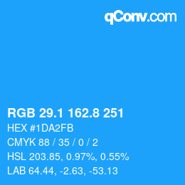 Color code: RGB 29.1 162.8 251 | qconv.com