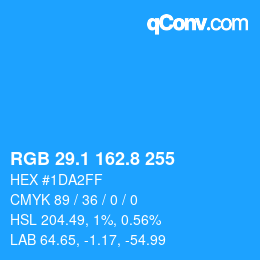 Color code: RGB 29.1 162.8 255 | qconv.com