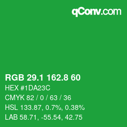 カラーコード: RGB 29.1 162.8 60 | qconv.com