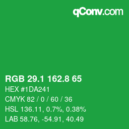 カラーコード: RGB 29.1 162.8 65 | qconv.com