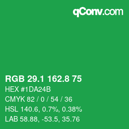 カラーコード: RGB 29.1 162.8 75 | qconv.com