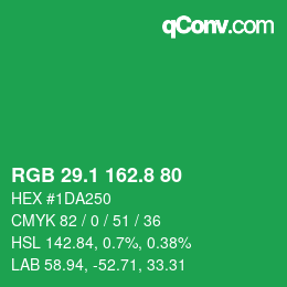 カラーコード: RGB 29.1 162.8 80 | qconv.com