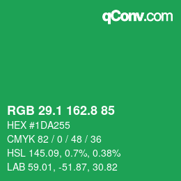 カラーコード: RGB 29.1 162.8 85 | qconv.com