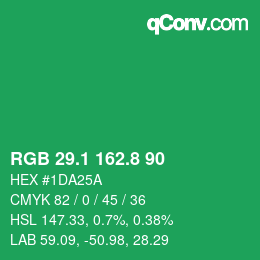 カラーコード: RGB 29.1 162.8 90 | qconv.com