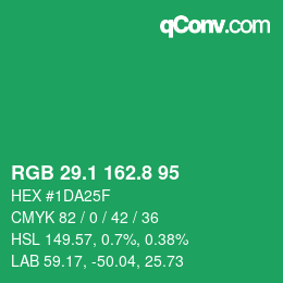 カラーコード: RGB 29.1 162.8 95 | qconv.com