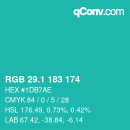 カラーコード: RGB 29.1 183 174 | qconv.com