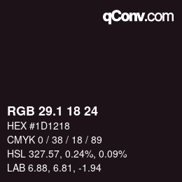 カラーコード: RGB 29.1 18 24 | qconv.com
