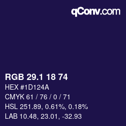 カラーコード: RGB 29.1 18 74 | qconv.com