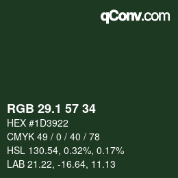 Color code: RGB 29.1 57 34 | qconv.com