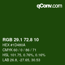 Color code: RGB 29.1 72.8 10 | qconv.com