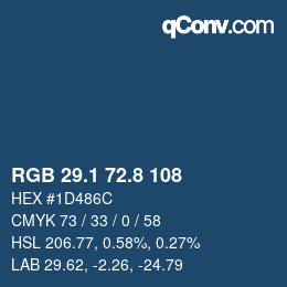 カラーコード: RGB 29.1 72.8 108 | qconv.com