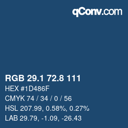 カラーコード: RGB 29.1 72.8 111 | qconv.com