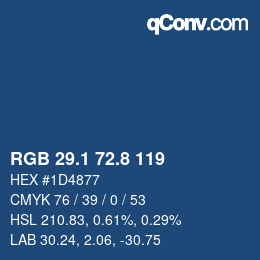 カラーコード: RGB 29.1 72.8 119 | qconv.com