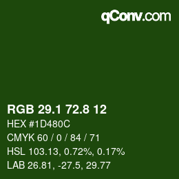 カラーコード: RGB 29.1 72.8 12 | qconv.com