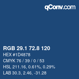 カラーコード: RGB 29.1 72.8 120 | qconv.com