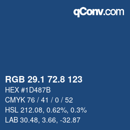 カラーコード: RGB 29.1 72.8 123 | qconv.com