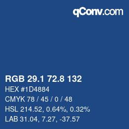 Farbcode: RGB 29.1 72.8 132 | qconv.com