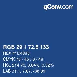 カラーコード: RGB 29.1 72.8 133 | qconv.com