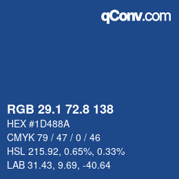 Farbcode: RGB 29.1 72.8 138 | qconv.com