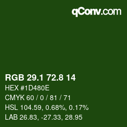 Color code: RGB 29.1 72.8 14 | qconv.com