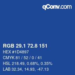 カラーコード: RGB 29.1 72.8 151 | qconv.com