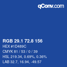 カラーコード: RGB 29.1 72.8 156 | qconv.com