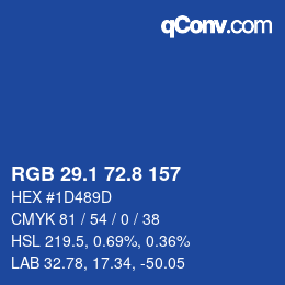 カラーコード: RGB 29.1 72.8 157 | qconv.com