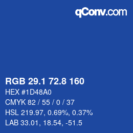 カラーコード: RGB 29.1 72.8 160 | qconv.com