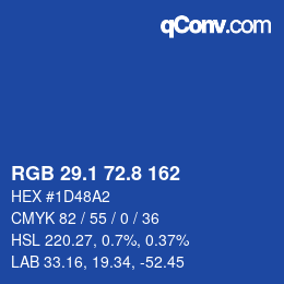カラーコード: RGB 29.1 72.8 162 | qconv.com