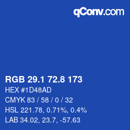 カラーコード: RGB 29.1 72.8 173 | qconv.com