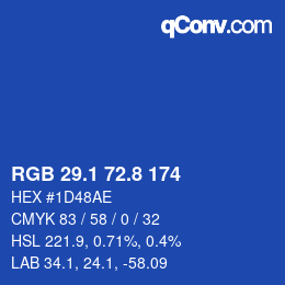 Color code: RGB 29.1 72.8 174 | qconv.com