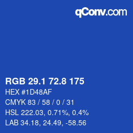 Color code: RGB 29.1 72.8 175 | qconv.com