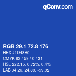 Color code: RGB 29.1 72.8 176 | qconv.com
