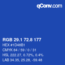 カラーコード: RGB 29.1 72.8 177 | qconv.com